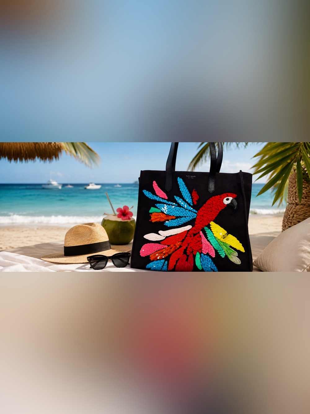 Kate Spade Sequin Parrot Tote Bag | Rare Colorful Statement Purse LMTD ED